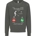 Golf Is Calling Golfer Golfing Funny Kids Sweatshirt Jumper Storm Grey