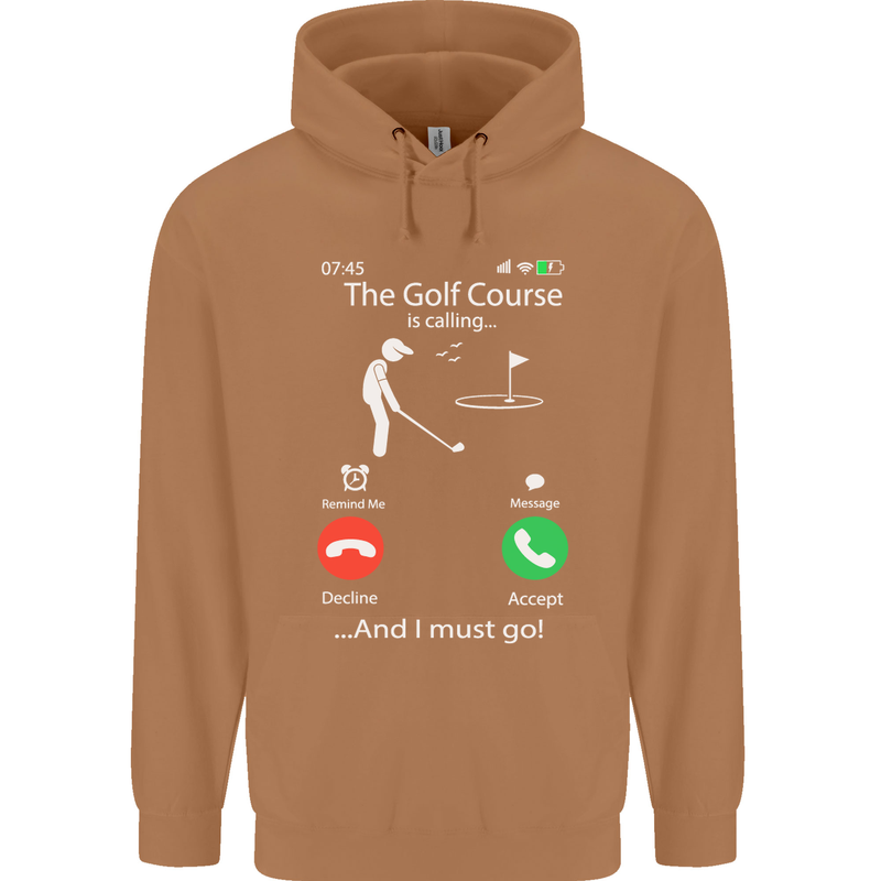 Golf Is Calling Golfer Golfing Funny Mens 80% Cotton Hoodie Caramel Latte