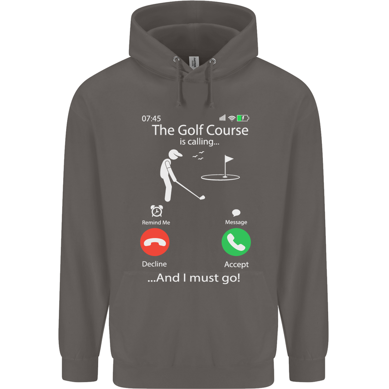 Golf Is Calling Golfer Golfing Funny Mens 80% Cotton Hoodie Charcoal
