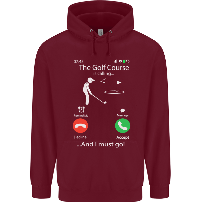 Golf Is Calling Golfer Golfing Funny Mens 80% Cotton Hoodie Maroon
