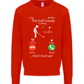 Golf Is Calling Golfer Golfing Funny Mens Sweatshirt Jumper Bright Red