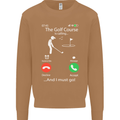 Golf Is Calling Golfer Golfing Funny Mens Sweatshirt Jumper Caramel Latte