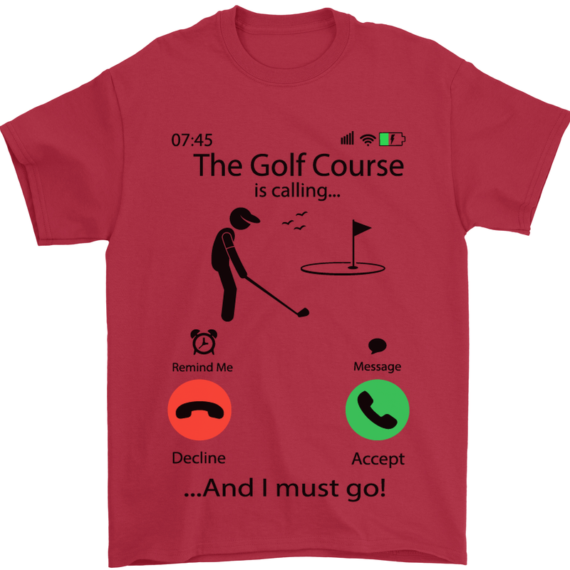 Golf Is Calling Golfer Golfing Funny Mens T-Shirt Cotton Gildan Red