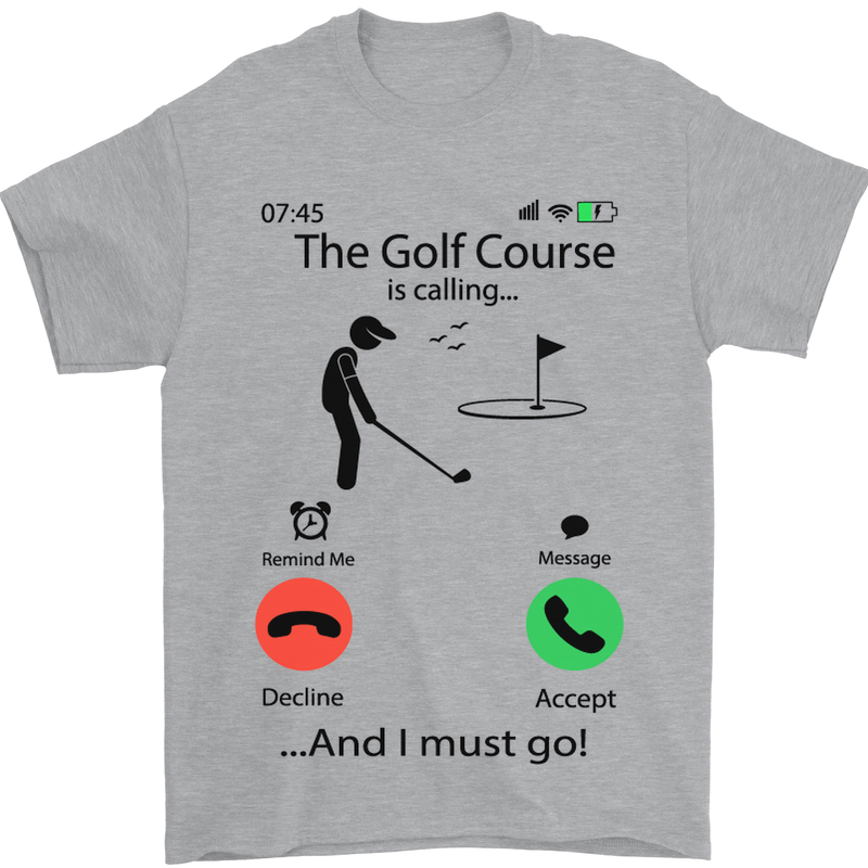 Golf Is Calling Golfer Golfing Funny Mens T-Shirt Cotton Gildan Sports Grey