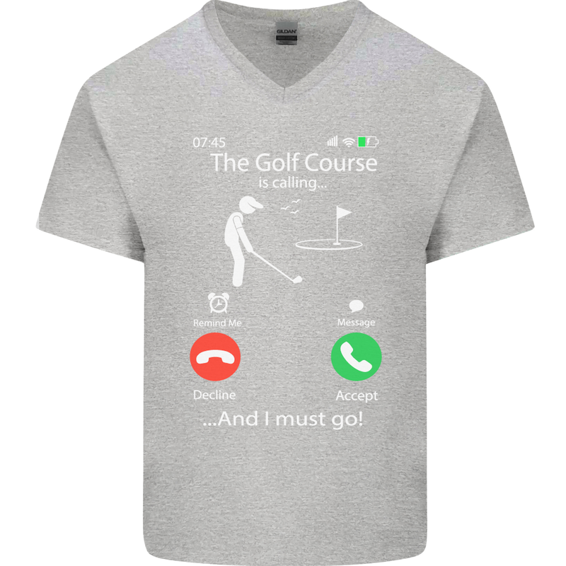 Golf Is Calling Golfer Golfing Funny Mens V-Neck Cotton T-Shirt Sports Grey