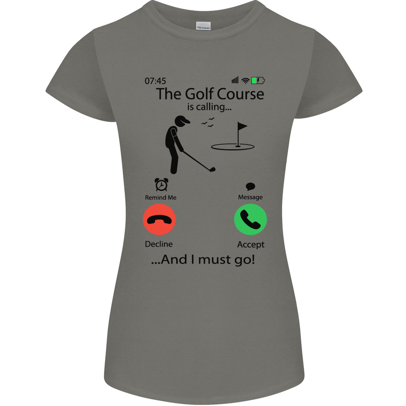 Golf Is Calling Golfer Golfing Funny Womens Petite Cut T-Shirt Charcoal
