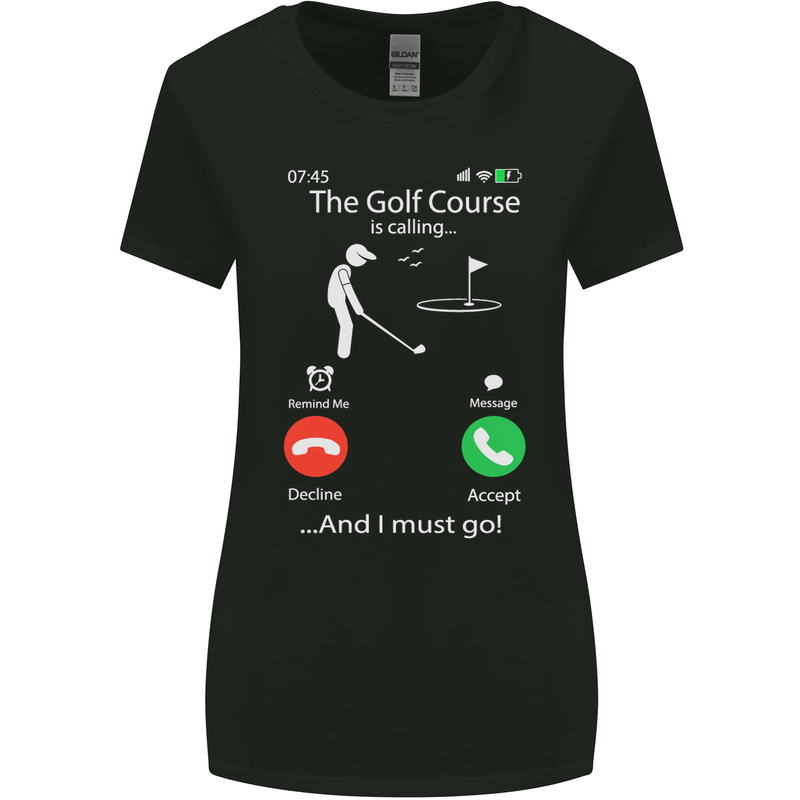 Golf Is Calling Golfer Golfing Funny Womens Wider Cut T-Shirt Black
