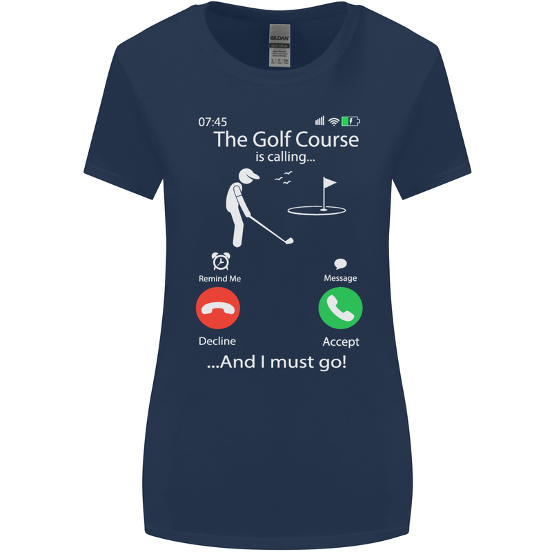 Golf Is Calling Golfer Golfing Funny Womens Wider Cut T-Shirt Navy Blue
