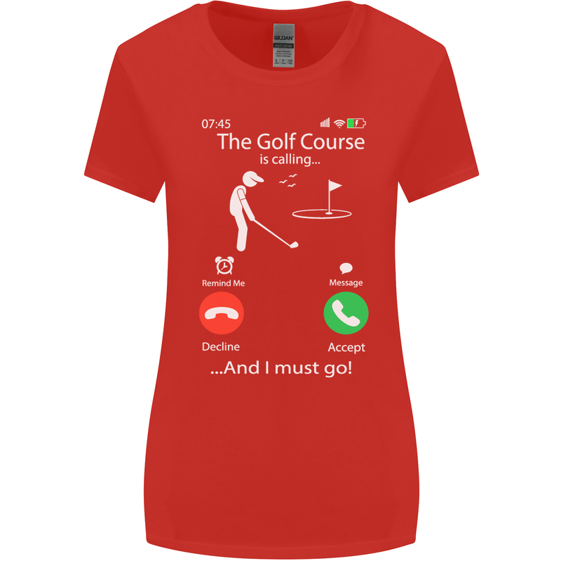 Golf Is Calling Golfer Golfing Funny Womens Wider Cut T-Shirt Red