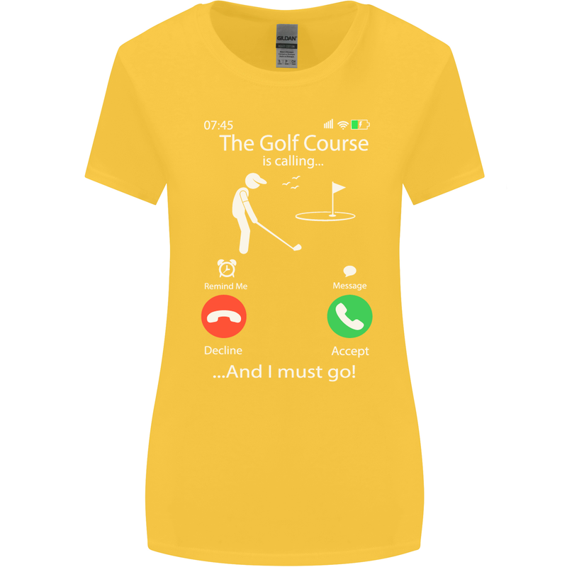 Golf Is Calling Golfer Golfing Funny Womens Wider Cut T-Shirt Yellow