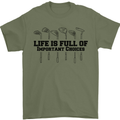 Golf Life's Important Choices Funny Golfing Mens T-Shirt 100% Cotton Military Green