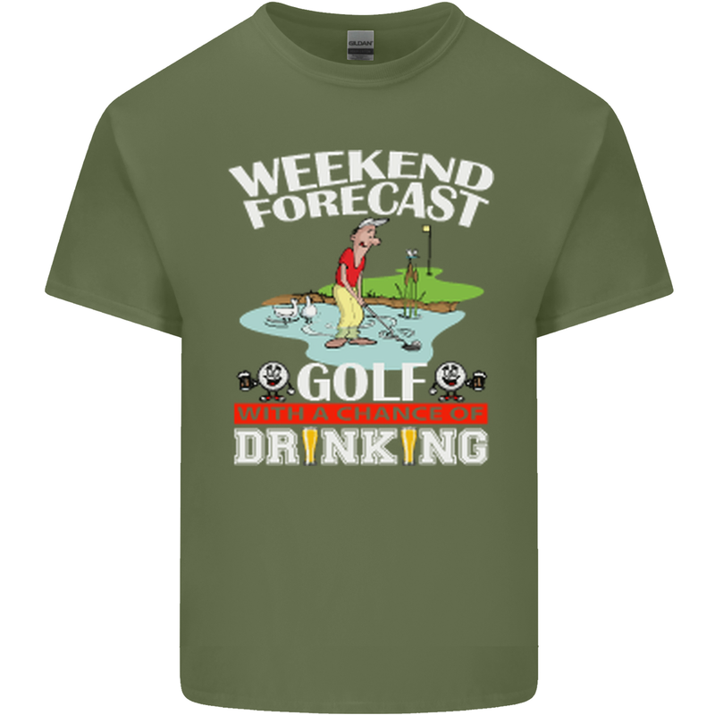 Golf Weekend Golfer Alcohol Beer Funny Mens Cotton T-Shirt Tee Top Military Green