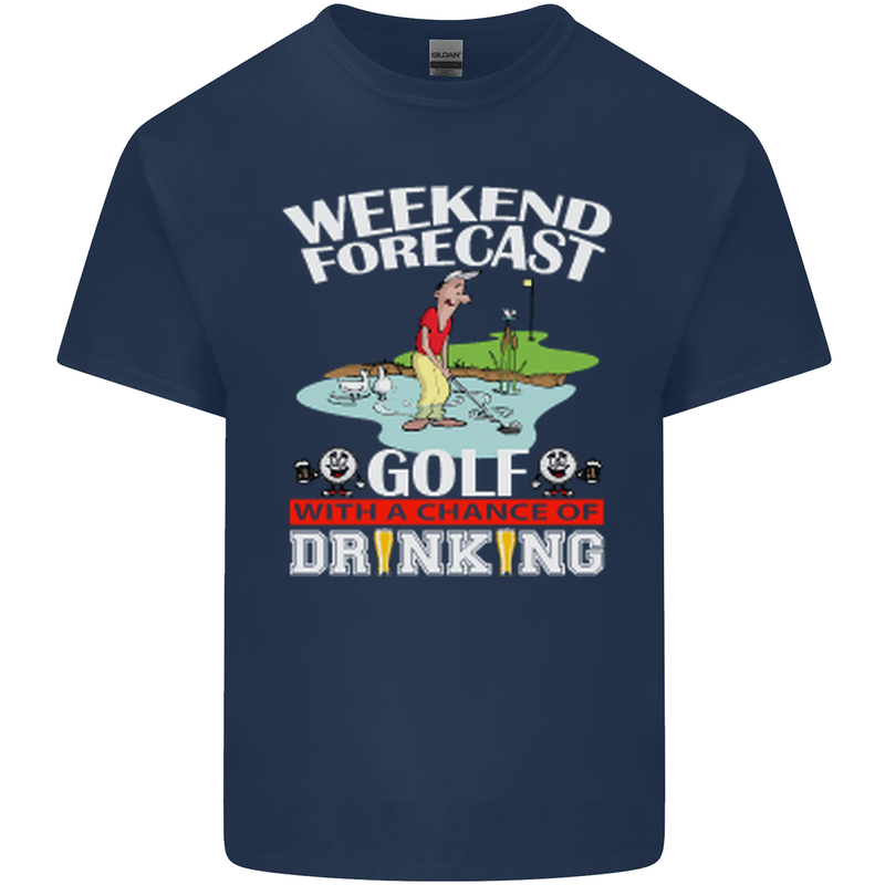 Golf Weekend Golfer Alcohol Beer Funny Mens Cotton T-Shirt Tee Top Navy Blue