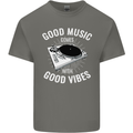 Good Music Vibes DJ Decks Vinyl Turntable Mens Cotton T-Shirt Tee Top Charcoal