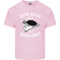 Good Music Vibes DJ Decks Vinyl Turntable Mens Cotton T-Shirt Tee Top Light Pink