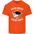 Good Music Vibes DJ Decks Vinyl Turntable Mens Cotton T-Shirt Tee Top Orange