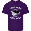 Good Music Vibes DJ Decks Vinyl Turntable Mens Cotton T-Shirt Tee Top Purple