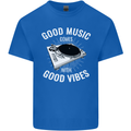 Good Music Vibes DJ Decks Vinyl Turntable Mens Cotton T-Shirt Tee Top Royal Blue