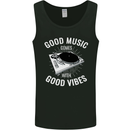 Good Music Vibes DJ Decks Vinyl Turntable Mens Vest Tank Top Black