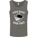 Good Music Vibes DJ Decks Vinyl Turntable Mens Vest Tank Top Charcoal