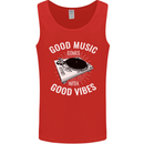 Good Music Vibes DJ Decks Vinyl Turntable Mens Vest Tank Top Red