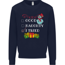 Good Naughty I Tried Funny Christmas Xmas Kids Sweatshirt Jumper Navy Blue
