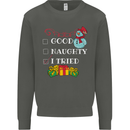 Good Naughty I Tried Funny Christmas Xmas Kids Sweatshirt Jumper Storm Grey