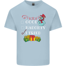 Good Naughty I Tried Funny Christmas Xmas Mens Cotton T-Shirt Tee Top Light Blue