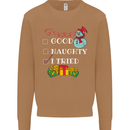 Good Naughty I Tried Funny Christmas Xmas Mens Sweatshirt Jumper Caramel Latte