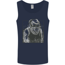 Gorilla with Headphones DJ Dance Music Mens Vest Tank Top Navy Blue