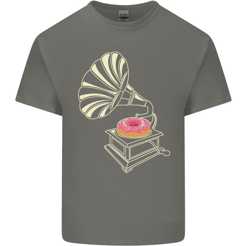 Gramophone Donut Music DJ Vinyl Funny Mens Cotton T-Shirt Tee Top Charcoal