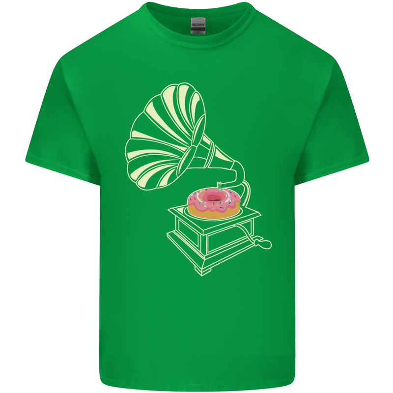 Gramophone Donut Music DJ Vinyl Funny Mens Cotton T-Shirt Tee Top Irish Green