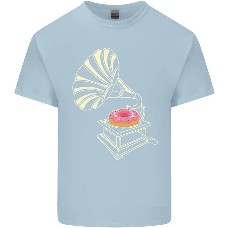 Gramophone Donut Music DJ Vinyl Funny Mens Cotton T-Shirt Tee Top Light Blue