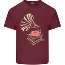 Gramophone Donut Music DJ Vinyl Funny Mens Cotton T-Shirt Tee Top Maroon
