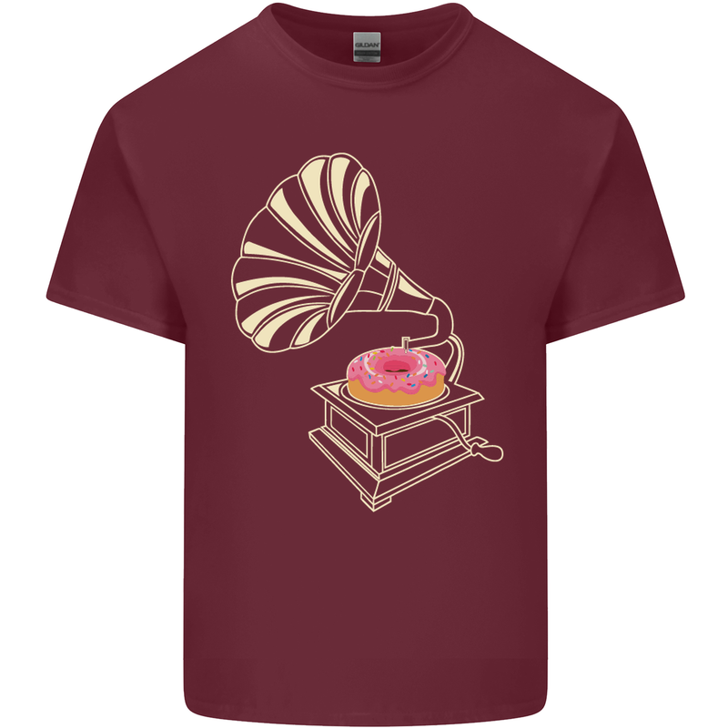 Gramophone Donut Music DJ Vinyl Funny Mens Cotton T-Shirt Tee Top Maroon