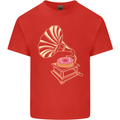 Gramophone Donut Music DJ Vinyl Funny Mens Cotton T-Shirt Tee Top Red