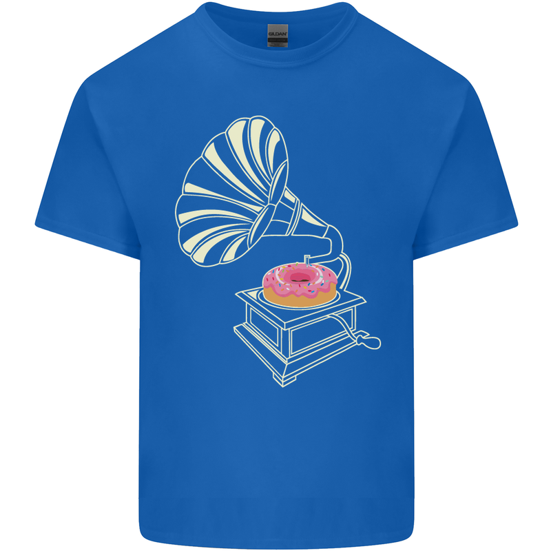 Gramophone Donut Music DJ Vinyl Funny Mens Cotton T-Shirt Tee Top Royal Blue