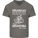 Grandad Cycles When He Wants Cycling Bike Mens V-Neck Cotton T-Shirt Charcoal