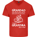 Grandad Cycles When He Wants Cycling Bike Mens V-Neck Cotton T-Shirt Red