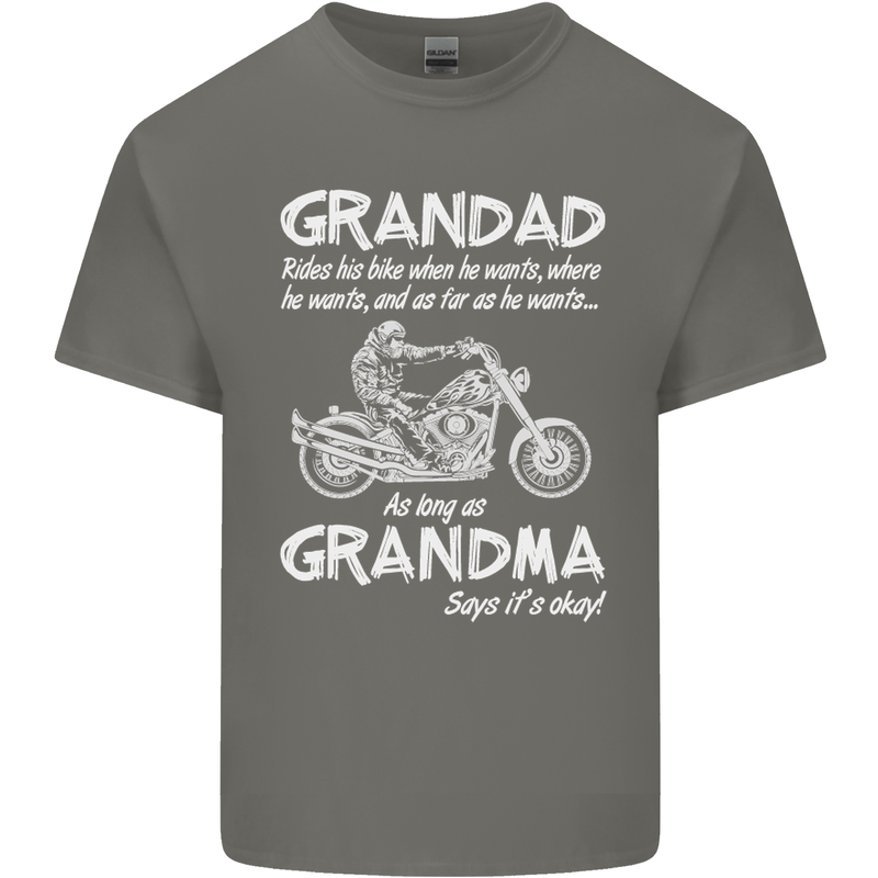 Grandad Grandma Biker Motorcycle Motorbike Mens Cotton T-Shirt Tee Top Charcoal