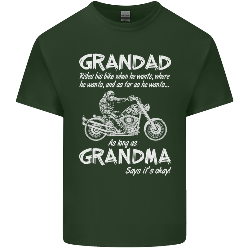 Grandad Grandma Biker Motorcycle Motorbike Mens Cotton T-Shirt Tee Top Forest Green