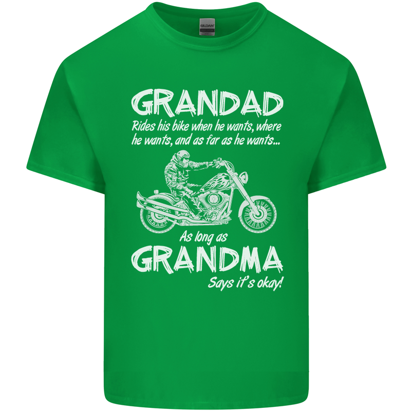 Grandad Grandma Biker Motorcycle Motorbike Mens Cotton T-Shirt Tee Top Irish Green
