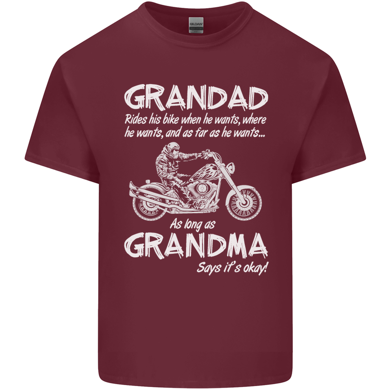 Grandad Grandma Biker Motorcycle Motorbike Mens Cotton T-Shirt Tee Top Maroon