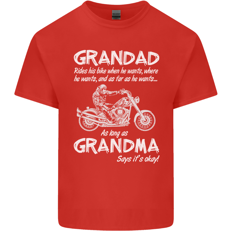 Grandad Grandma Biker Motorcycle Motorbike Mens Cotton T-Shirt Tee Top Red