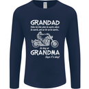 Grandad Grandma Biker Motorcycle Motorbike Mens Long Sleeve T-Shirt Navy Blue