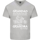Grandad Grandma Biker Motorcycle Motorbike Mens V-Neck Cotton T-Shirt Sports Grey