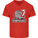 Grandpa Grandpasaurus Grandparent's Day Mens V-Neck Cotton T-Shirt Red