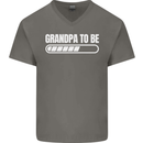 Grandpa to Be Newborn Baby Grandparent Mens V-Neck Cotton T-Shirt Charcoal