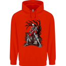 Graveyard Rock Guitar Skull Heavy Metal Mens 80% Cotton Hoodie Bright Red