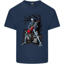 Graveyard Rock Guitar Skull Heavy Metal Mens Cotton T-Shirt Tee Top Navy Blue